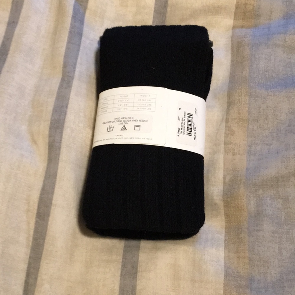 LOFT TIGHTS Sweater Ribbed Black    Size M - Picture 2 of 7